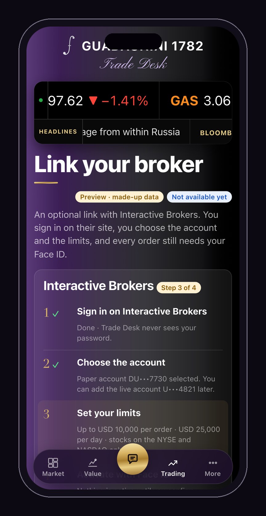 Preview: linking Interactive Brokers, step by step