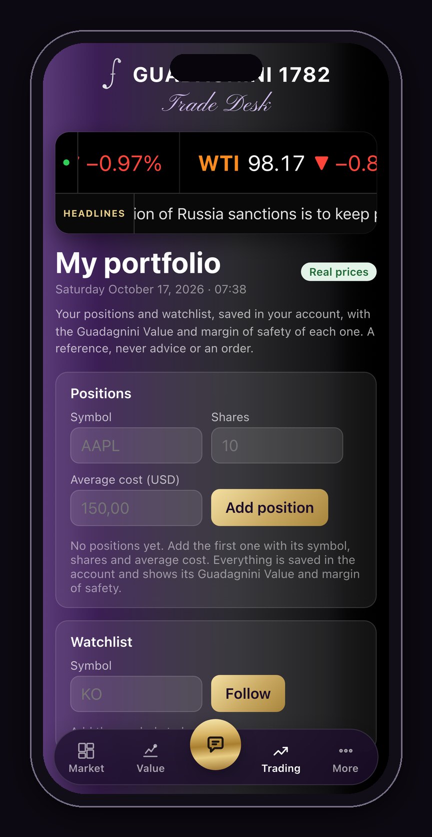 My portfolio on the iPhone